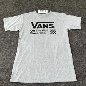 Vans Shirt Mens Medium Gray Cotton Crew Neck Off The Wall Skateboarding Casual